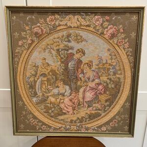 Classic Tapestry Wall Art in Muted Pink and Gold